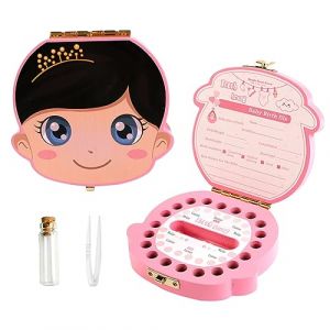 Lvjkes Boite a dents de lait, boite a dents de lait garcon, Boîte à dents en bois pour enfants, boîte de rangement pour les dents des garçons et des filles (Rose/Fille) (xianxinbaishunshangmaoyouxiangongsi, neuf)