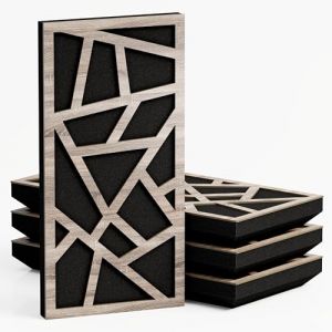 Lot de 4 Panneaux acoustiques étroits absorbants diffusants | 50x25cm | Absorption - Diffusion - Réflexion - Insonorisation | Modèle-Epaisseur-Couleur : [SKYROSS - 33 mm | Sonoma] (ATB-SOUND, neuf)