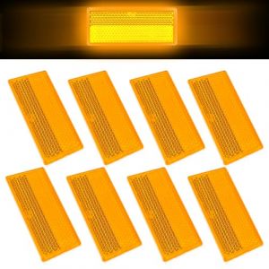 XINFAQAQ 8 PCS Catadioptre Rectangulaire 70 x 30 mm Catadioptre Remorque Disponible en Trois Couleurs Catadioptre Adhesif pour Poteaux de Portail, Clôtures, Camions, Camping-Cars, Caravanes (Orange) (XINFAQAQ, neuf)