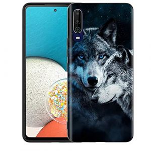 EuoDuo pour Wiko View 4 / Wiko View 4 Lite Coque de Téléphone Noir Motifs Doux Mince Silicone Liquide Gel TPU Souple Étui Antichoc, Couple de Loups (VLQI, neuf)