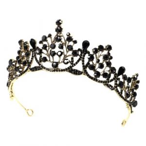 CIYODO Couronne de Mari&eacute;e Baroque Vintage Noire Orn&eacute;e de Cristaux Accessoire Coiffure Mariage &Eacute;l&eacute;gant pour Robe de Mari&eacute;e pour F&ecirc;te et C&eacute;r&eacute;monie (ChanghaiWall, neuf)