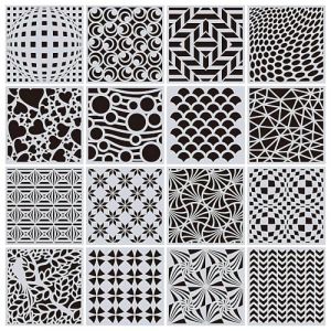 TONGIHS 16 Pi&egrave;ces pochoirs g&eacute;om&eacute;triques, Pochoirs de Dessin de Peinture Meuble, pochoir pour journal, pour les d&eacute;corations en tissu, les ornements de porte,&oelig;uvres d'art peintes, d&eacute;corations murales (TONGIHS, neuf)