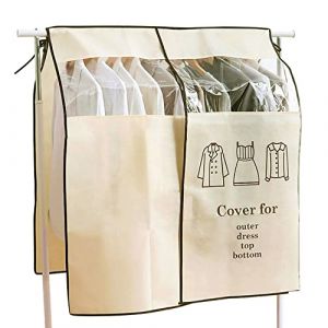 EXLECO Housse Protège Housses de Vêtements 120 × 120cm Beige Housse de Anti-Poussière Protection Portant Universelle Garment Covers pour Tringle à Vêtements (ZLH2019, neuf)