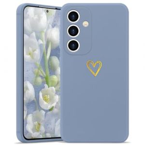 Wirvyuer Coque Compatible avec Samsung Galaxy S24 5G Antichoc Coque Silicone TPU avec Motif Coeur d'amour Dor&eacute; Mignon &Eacute;tui Protection Compl&egrave;te Souple pour Samsung Galaxy S24 5G (Gris) (meijiehua, neuf)