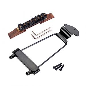 VICASKY Chevalet De Guitare Jazz Palissandre Réglable Hauteur Avec Cordier Pour Guitare Archtop Cordes Noir (Belicious Helper, neuf)