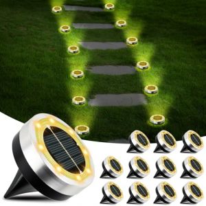 Focenat Lot de 12 Lumière Solaire Extérieur,8 LED Lampe Solaire Au Sol,Etanche IP65 Lampe Solaire Exterieur,Spot solaire exterieur,Eclairage exterieur solaire,pour Allée Pelouse Terrasse Cour Piscine (MARI GLOBALNEXT S.R.L., neuf)