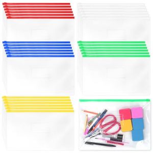 Swpeet 30Pcs 5 Couleurs 12,8 x 9,2 pouces Enveloppes en plastique Poly Zip avec Kit Zip, Dossiers Zip Sacs &agrave; crayon clairs r&eacute;utilisables Id&eacute;al pour les fournitures de stockage de voyage de bureau (swpeet, neuf)