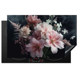 KitchenYeah&copy; Protection Plaque Cuisson Deco Cuisine Cache Induction 83x51 cm Protege Pour Cuisiniere Protection Fleurs - Rose - Vapeur - Plantes - 83x51 cm (KitchenYeah, neuf)