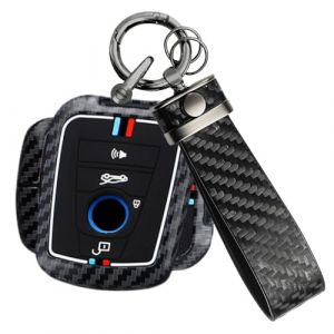 ATFIGII Coque de cl&eacute; de Voiture Compatible avec BMW i3 i3s i8-Reihe Autocoque de cl&eacute; de Voiture Kohlenstoff-Muster Prot&egrave;ge cl&eacute; mit Porte cl&eacute; 4 Boutons F-Horn (ATFIGII, neuf)