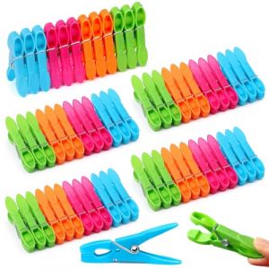 Zeawavsl 60Pcs Pinces a Linge Antiglissantes, Multicolores Pinces &agrave; Linge en Plastique, Heavy Duty Pince a Linge, Clips en Plastique Stables, Id&eacute;ales pour Chaussettes, Serviettes, V&ecirc;tements (OROSZ ZEALWAVE, neuf)