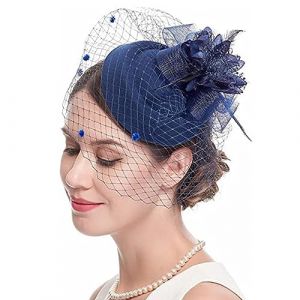 GizellMG Bibi Plume Voilette Vintage Fascinator Femmes B&eacute;ret Barrette Cocktail Chapeaux Melon feutr&eacute; &agrave; Pince et Cercle Serre-t&ecirc;te pour Mascarade Derby des ann&eacute;es 1920 (GizellMG, neuf)