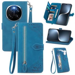 MOJIA Coque Porte Monnaie pour Honor Magic7 Pro/Magic 7 Pro, Etui Portefeuille en Cuir PU avec Cover en TPU, Etui Multifonctionnel Porte-Cartes avec Dragonne. Bleu (Shangnai, neuf)