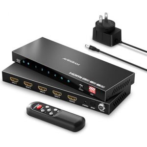 4x1 Switch HDMI 4K 120Hz avec Audio Extractor, AVIDGRAM 4 In 1 Out HDMI Switcher 2.1 with IR Télécommande, HDMI2.1 Commutateur 8K@60Hz, Soutien 16 EDlD Modes, HDCP2.3/2.2, HDR10, 3D, 48Gbps, VRR, ALLM (AVIDGRAM EU, neuf)