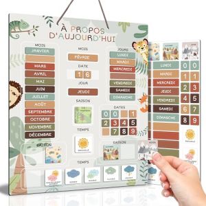 BIROYAL Calendrier Enfant &Eacute;ducatif Magn&eacute;tique pour Mur ou Frigo, semainier enfant, Calendrier Magn&eacute;tique pour Enfants avec Saisons, Temps & Dates, 45 &Eacute;tiquettes, Outil d'apprentissage Ludique, 40x33cm (KYONANO, neuf)
