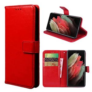 BaiFu Coque pour Wiko Y82 &Eacute;tui en Cuir PU de Haute Qualit&eacute; Housse de Portefeuille &agrave; Rabat Magn&eacute;tique et Protection pour T&eacute;l&eacute;phone, Compatible avec Wiko Y82, Rouge (BaiFu-EU, neuf)