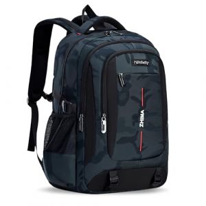 Tanou Sac à Dos pour Garçons Adolescents, Cartable Primaire de Grande Capacité pour le Collège, Sac College Garcon Motif Camouflage à la Mode pour l'École et les Voyages, Vert (Tanou Bagages, neuf)