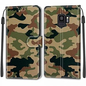 Feyten Coque pour Samsung Galaxy S9, Etui Samsung S9, Housse de Galaxy S9 en Cuir PU, &Eacute;tui Housse en Cuir de Protection avec [Ranges Cartes] [Magn&eacute;tique] Flip Portefeuille Antichoc Case(Camouflage) (Feyten, neuf)