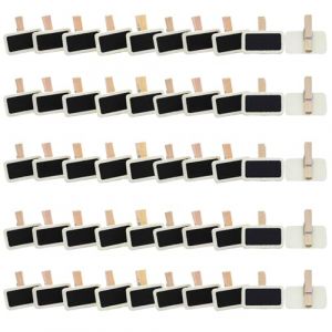 Tbintul 50 Pièces Mini Tableau Noir, Mini Ardoise Rectangle Tableau Noir avec Pince, pour Mémo Fête, Étiquette, Bar, l'étiquetage, Le Mariage (RAFAELOS-CHRISTOU, neuf)
