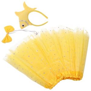 NOLITOY Déguisement Garçon Fille Thème Océan Peluche Douce avec Serre-tête Poisson et Jupe Tutu Jaune Étoile Costume Animal Marin Confortable pour Fête et Jeu de Rôle (shanjingfen, neuf)