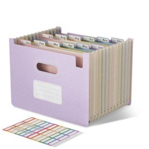 EcoStash Trieur A4 12 Compartiments, Rangement Papier Administratif, Organiseur de Dossiers Accord&eacute;on en Paille de Bl&eacute;, Classeur Range Document, Sans BPA, Retour &agrave; la Nature,Vie Saine - Violet Lavande (EcoStash Direct, neuf)