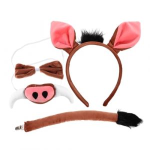 VICASKY 1ensemble Déguisement Animalier Avec -tête Oreilles De Cochon Et Queue Accessoire Cosplay Pour Fête Et Photographie (Micanties, neuf)