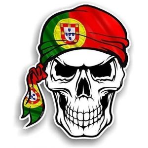 Cr&acirc;ne avec T&ecirc;te Bandana Design avec Portugal Portugais Drapeau Pays Nouveaut&eacute; Vinyle Autocollant Voiture 100x120mm (JLC-Sticker, neuf)