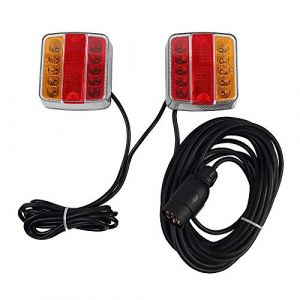 DARKGUARD Feux Remorque Magn&eacute;tique Led Feu de Remorque Aimant&eacute; 12V 24V Feux Arri&egrave;re Kit &Eacute;clairage Faisceau 7.5m avec Prise &agrave; 7 Broches pour Camion Camping Car 5 Fonctions IP67 ECE (DARKGUARD, neuf)