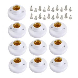 QmjdDymx Socle de Lampe E27, 10 pièces Douille à vis E27 Support d'ampoule Ronde E27 78mm pour plafonnier 220V - Support de Lampe à vis en matériau PP (Blanc) (En Shi Zhou Xue Xin Shang Mao You Xian Gong Si, neuf)