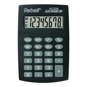 REBELL Calculatrice hc208 de re plus simple, affichage 8 chiffres &eacute;cran LCD et triple fonction m&eacute;moire, Noir (WHI-Tilburg, neuf)