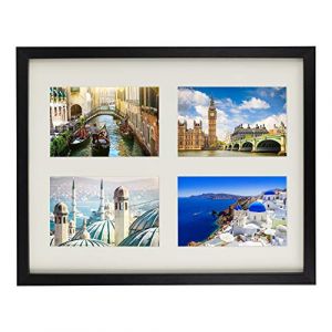 BD ART Cadre Photo pêle-mêle, 28 x 35 cm Cadre Multi Photo avec Passe-Partout pour 4 Photos 10 x 15 cm, Noir (BD ART, neuf)