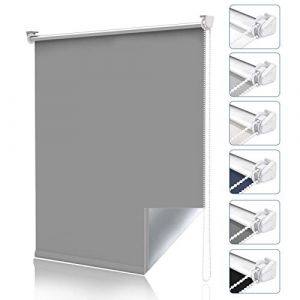 Magiea Store Occultant sans Per&ccedil;age, Store Enrouleur Opaque Thermique Isolant, Protection Solaire pour Fen&ecirc;tre et Porte, 60l x 160L cm (Largeur du Tissu 55 cm), Gris Clair (Cheeysl, neuf)