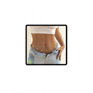 Papillon taille cha&icirc;ne perle ceinture pendentif taille cha&icirc;ne lettre ventre corps cha&icirc;ne accessoires corps Summer Beach Night Club Party (Argent A) (clataly, neuf)