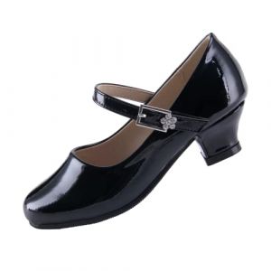 EIGHT KM Filles Chaussures À Talons Hauts Mary Jane Princesse Pompe De Fête De Mariage Chaussures EKM7015 en Cuir Verni Noir Taille EU 32 (ElfElfElf FR, neuf)