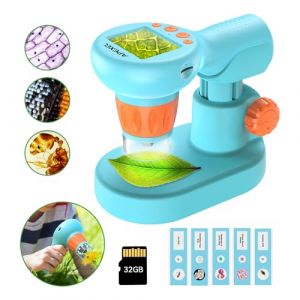 Apexel Microscope pour Enfants, grossissement numérique HD 800X, Microscope numérique Portable avec écran LCD de 2" pour Enfants et Adultes avec Carte SD de 32 Go (AS-Discount, neuf)