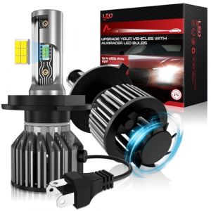 AUXIRACER Ampoule LED H4 pour voiture, 120W, 30000lm, 6500K Blanc 12V Ampoule LED pour voiture, Kit de conversion feux de route/feux de croisement pour voiture, 2 SET. (SLINN LIGHT, neuf)