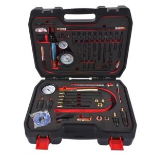 GLOSSY AUTO PARTS Testeur de Compression Professionnel Testeur de Perte de Pression Testeur de Moteur Compatible avec Les Moteurs Diesel et Essence, avec 34 adaptateurs différents, 725 PSI (SMSL-AUTOPARTS-FR, neuf)