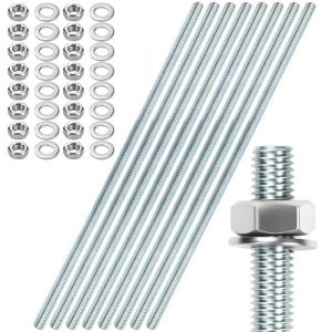 8 pi&egrave;ces Tige filet&eacute;e M8 Tiges filet&eacute;es M8 X 300mm Tige filet&eacute;e Boulons filet&eacute;s Acier galvanis&eacute; &Eacute;crous &agrave; filetage Bleu Zinc Tiges filet&eacute;es avec 16pcs &Eacute;crous hexagonaux et 16pcs Rondelles de calage (RUNZEYUNKEJI, neuf)
