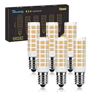 Blewandy Ampoule LED E14 5W, Équivalent à Halogène 50W, 3000K E14 LED Blanc Chaud 550LM, Ampoule E14 Petite vis Edison Angle de 360° Pas de Scintillement, AC 220-240V Non Dimmable, Lot de 6 (XIONG liyuankeji, neuf)