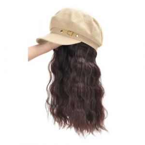Bonnet de Perruque Chapeau de perruque marron et noir, perruque de chapeau for femme, chapeau de perruque naturel et r&eacute;aliste, adapt&eacute; &agrave; une utilisation quotidienne en f&ecirc;te Chapeau de Perruque(01) (lishengyu, neuf)