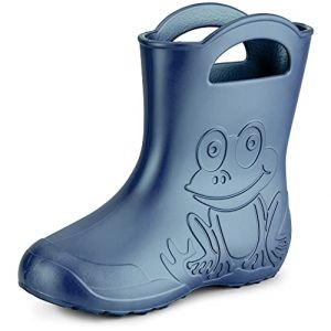 Ladeheid bottes de pluie femme ultra l&eacute;g&egrave;res en EVA imperm&eacute;ables semelle antid&eacute;rapante poign&eacute;es faciles motif grenouille LA-CA-09 (Bleu M&eacute;tallis&eacute;-2, 40/41 EU) (Hisert, neuf)