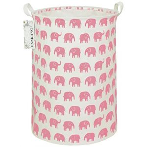 FANKANG Grand panier &agrave; linge, bac de rangement pour jouets, chambre d'enfant, domicile, panier cadeau, en toile, pliable (&eacute;l&eacute;phant rose) (NAIXUE-FR, neuf)
