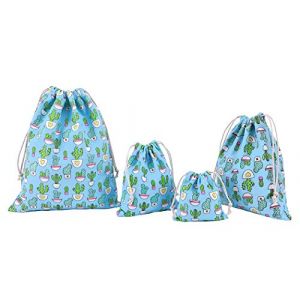 Amoyie Lot de 4 Sac Organiseurs de Bagage, Sacs Rangement, Tissu Pochettes pour Voyage Accessoires, Enfants Objet, Vêtements Cosmétiques Chaussettes Jouet, Bleu Cactus (amoyie, neuf)