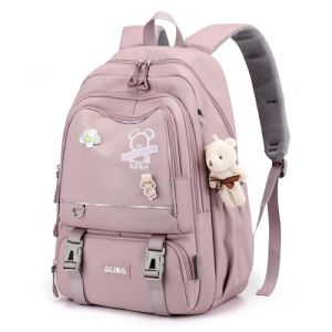 Amythe Sac &agrave; Dos pour Filles Cartable Primaire College Sac Ecole &eacute;l&eacute;gant et L&eacute;ger pour les Adolescents pour 9-16ans, Sac D'&eacute;cole Grande Capacit&eacute; Convient pour le Trolley, Violet (Amythe, neuf)