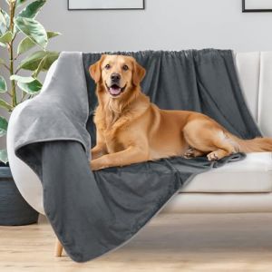 PICK FOR LIFE Couverture imperm&eacute;able r&eacute;versible en flanelle pour chien, couverture d'ext&eacute;rieur, de voyage, pour lit, canap&eacute;, si&egrave;ge auto, gris fonc&eacute;/gris clair, 102 x 152 cm (PICK FOR LIFE, neuf)