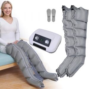 Bottes de pressoth&eacute;rapie pour jambes 6 chambres Machine de pressoth&eacute;rapie professionnelle pour la maison Abdomen | Masseur Drainage lymphatique Circulation, 0-240 Mmhg r&eacute;glables (gris, 2 jambes, L) (hhh-jhh, neuf)