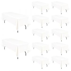 Lot de 12 nappes en Polyester Ivoire Nappe rectangulaire de 153 x 260 cm pour Tables rectangulaires de 6 Pieds/1,8m, Couverture de Table en Tissu Lavable pour Mariage/Buffet/Table à Manger (Passioneed EU, neuf)