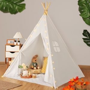 Wilwolfer Tente Enfant Interieur Enfants Tipi en Coton Kinderzelt Indoor & Tapis De Sol & Sac De Transport Tente De Jeu pour Filles & Garçons, Tippi Kinderzelt Spielzeug (Wilwolfer Store, neuf)
