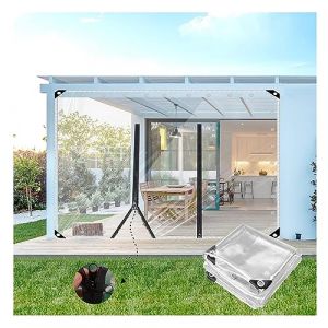 B&acirc;che en PVC avec Fermeture &Agrave; Glissi&egrave;re, 700 g/m&sup2;, lourd B&acirc;che Transparente 0.5mm PVC avec Porte Zipp&eacute;e Rideau Exterieur Imperm&eacute;able pour Pergola, Cabanon, Porche ( Size : H2.4xW2.5m/H7.8xW8.2ft ) (EU-Ropean Dreams, neuf)