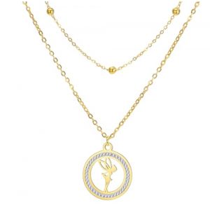 EUEAVAN Collier Fairy Pendentif Princesse de conte de f&eacute;es Bijoux &eacute;l&eacute;gants et tendance Cadeau pour femme danseuse classique (or 2) (EUEAVAN, neuf)