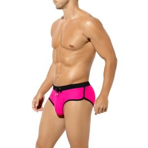 Mauro Kane Slip de Bain Homme avec Cordon R&eacute;glable - Maillot de Bain pour Plage et Piscine Rose Rouge M (Mauro Kane, neuf)